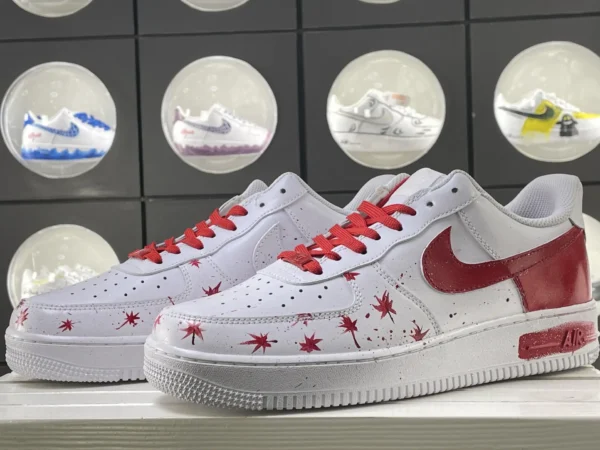 Autumn Maple Leaf Red White Custom Air Force 1 - Image 5