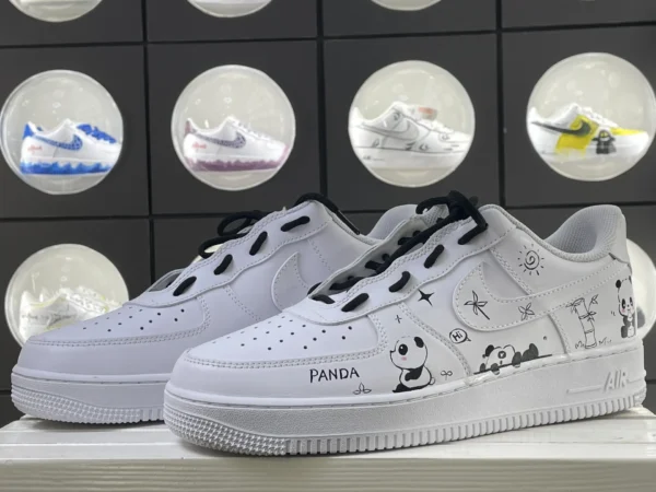 Cute Panda Theme Black White Custom Air Force 1 - Image 5