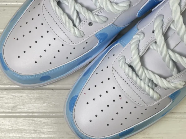 Teddy Bear Polka Dot Blue White Custom Air Force 1 - Image 6
