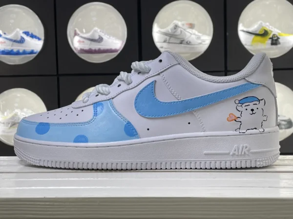 Teddy Bear Polka Dot Blue White Custom Air Force 1