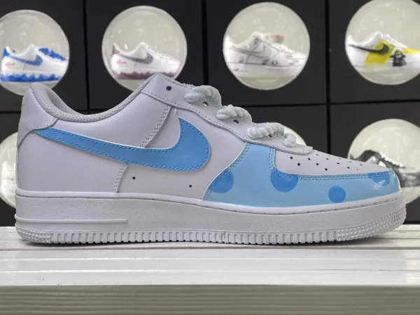 Teddy Bear Polka Dot Blue White Custom Air Force 1 - Image 3