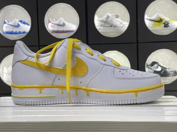 Vibrant Yellow Drip Edge White Custom Air Force 1 - Image 3