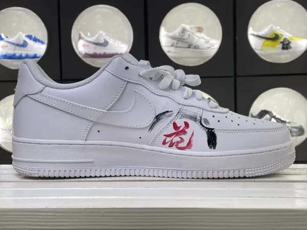 Oriental Ink Lotus Flower White Custom Air Force 1 - Image 3