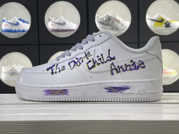 Shadow Flame Annie Inspired Purple Graffiti DIY Custom Air Force 1