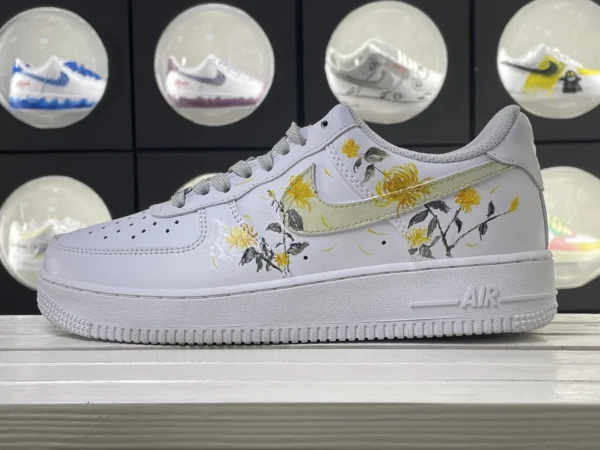 Ink Chrysanthemum New Chinese Aesthetic Floral Custom Air Force 1