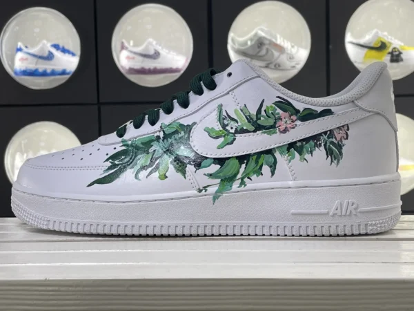 Emerald Garden Green Floral Painted Art Custom Air Force 1