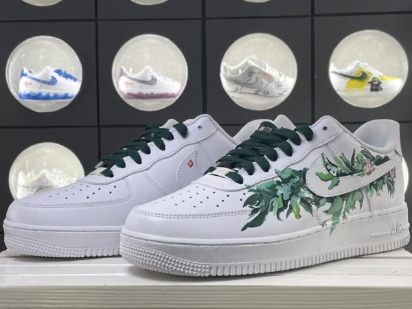 Emerald Garden Green Floral Painted Art Custom Air Force 1 - Image 5
