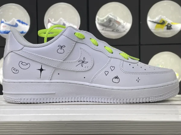 Sweet Neon Toon Fluorescent Green Cartoon Art Custom Air Force 1 - Image 3