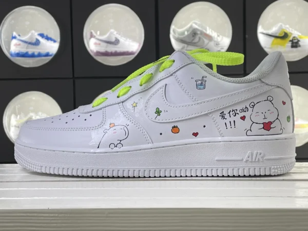 Sweet Neon Toon Fluorescent Green Cartoon Art Custom Air Force 1