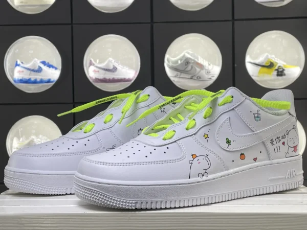 Sweet Neon Toon Fluorescent Green Cartoon Art Custom Air Force 1 - Image 5