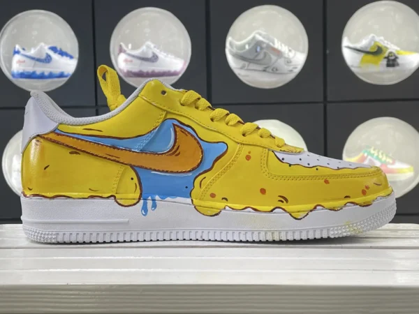Molten Art Flow Yellow Blue Orange Paint Effect Custom Air Force 1 - Image 3