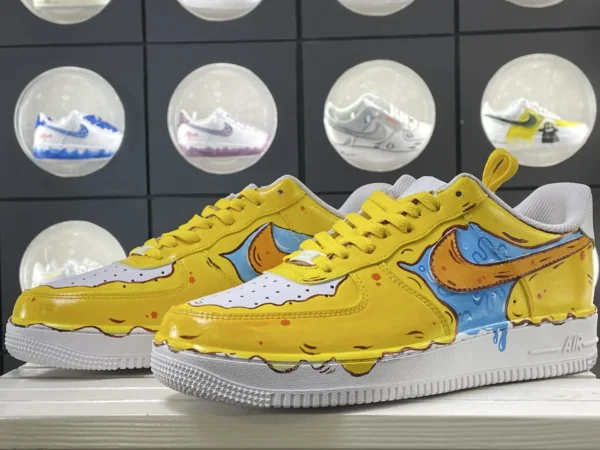 Molten Art Flow Yellow Blue Orange Paint Effect Custom Air Force 1 - Image 5