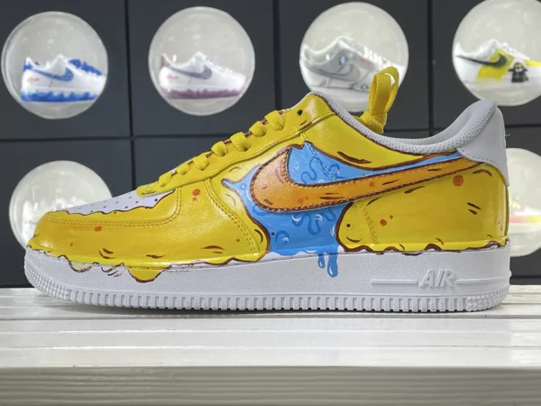 Molten Art Flow Yellow Blue Orange Paint Effect Custom Air Force 1