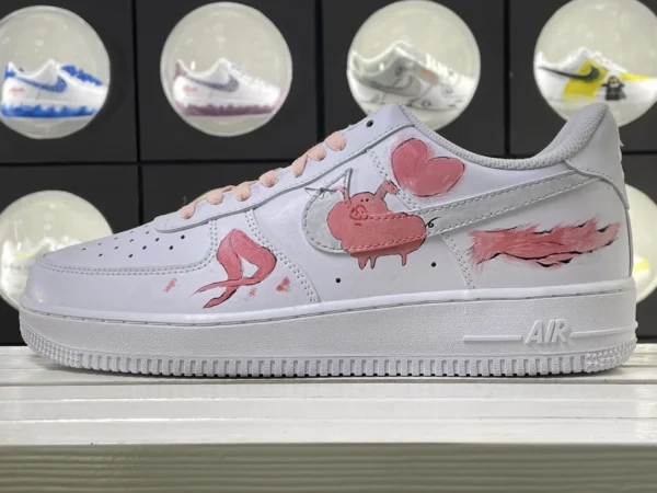 Piggy Love Tale Pink Cartoon Pig & Heart Art Custom Air Force 1