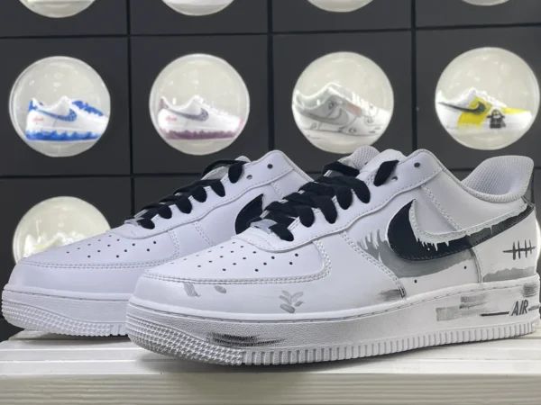 Street Tear Ink Black Splatter & Tear Art Custom Air Force 1 - Image 5