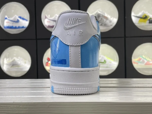 Blue Stitch Clash Black White Blue Color Block Custom Air Force 1 - Image 2