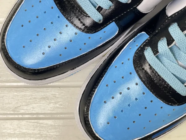 Blue Stitch Clash Black White Blue Color Block Custom Air Force 1 - Image 6