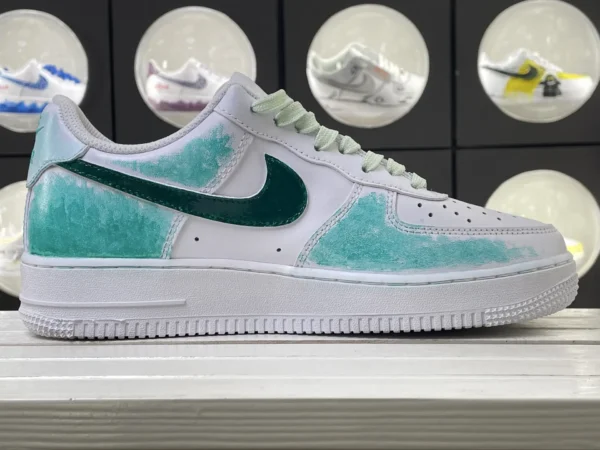 Spring Breeze Bird Green Blue Gradient Dye Bird Art Custom Air Force 1 - Image 3