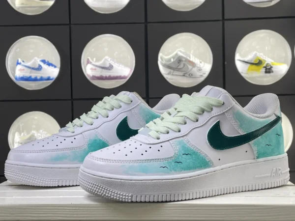 Spring Breeze Bird Green Blue Gradient Dye Bird Art Custom Air Force 1 - Image 5