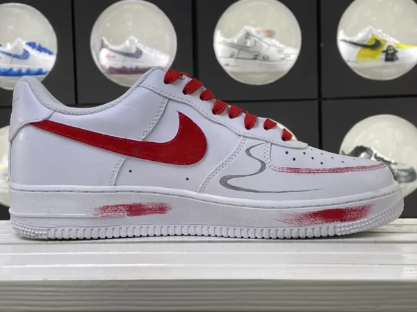 Crimson Moon Bird Chinese Ink Style Art Red Laces Custom Air Force 1 - Image 3