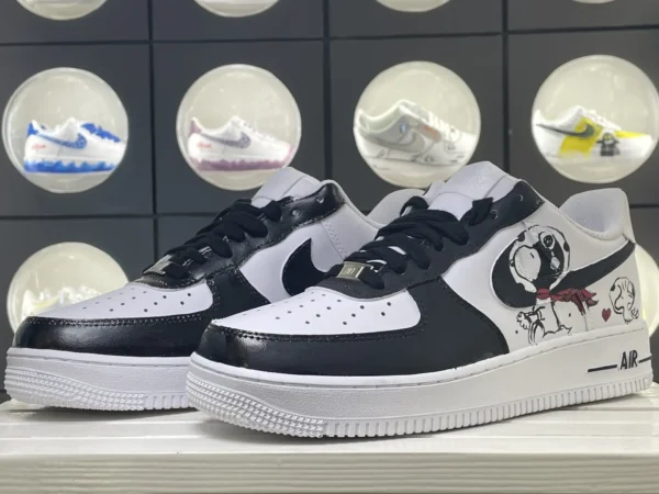 Snoopy Stitch Black & White Hand Painted Snoopy Art Custom Air Force 1 - Image 5