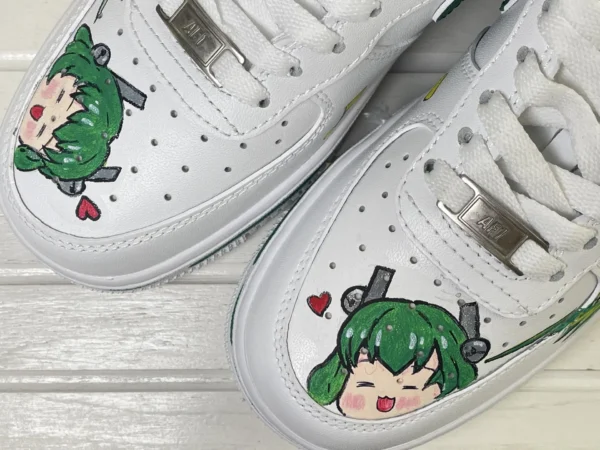 Melody Stream Anime Green Hair Girl Music Note Splatter Custom Air Force 1 - Image 6