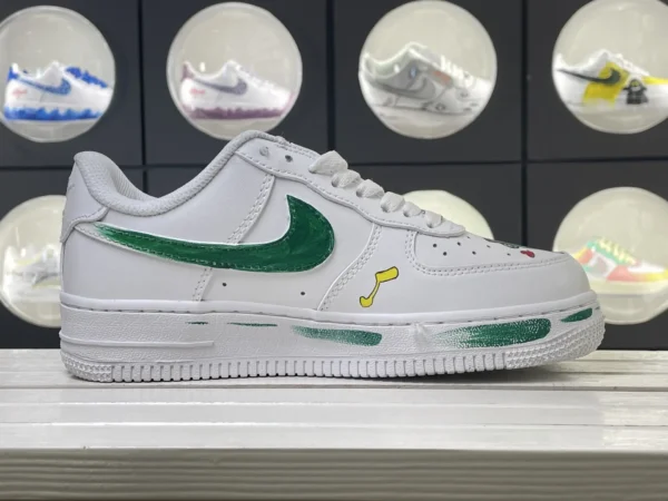 Melody Stream Anime Green Hair Girl Music Note Splatter Custom Air Force 1 - Image 3