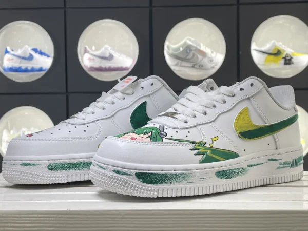 Melody Stream Anime Green Hair Girl Music Note Splatter Custom Air Force 1 - Image 5