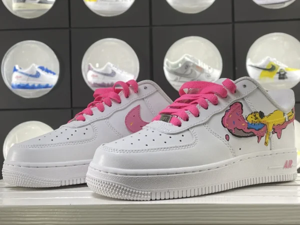 Donut Melt Toon Rose Red Laces Donut Cartoon Art Custom Air Force 1 - Image 5