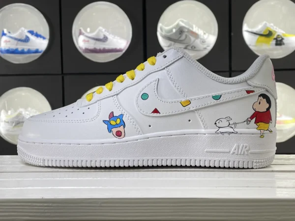 Geo Toon Joy Yellow Laces Cartoon Geometric Art Custom Air Force 1