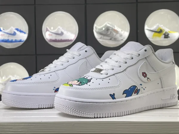 Whale Tale Anime Green Hair Character Whale Flower Art Custom Air Force 1 - Image 5
