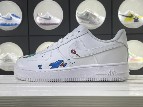 Whale Tale Anime Green Hair Character Whale Flower Art Custom Air Force 1