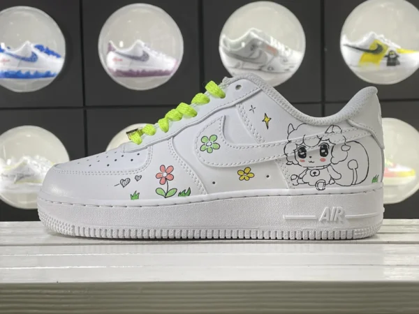 Girly Garden Glow Fluorescent Green Floral Heart Girl Art Custom Air Force 1