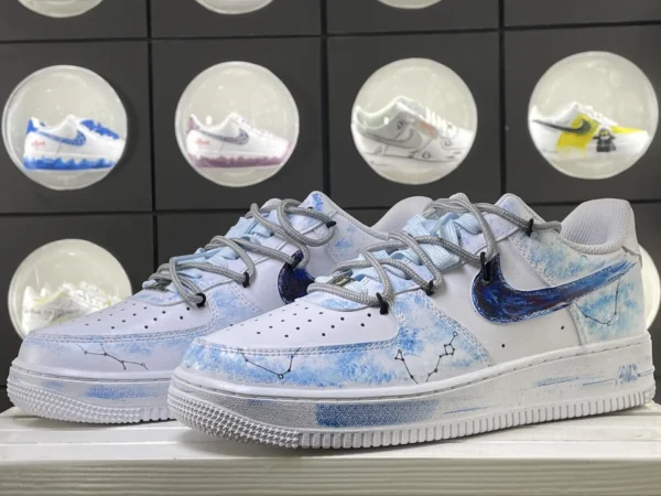 Cosmic Constellation Blue Splatter Galaxy Gradient Hook Custom Air Force 1 - Image 5