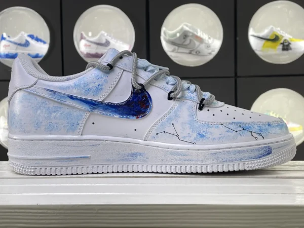 Cosmic Constellation Blue Splatter Galaxy Gradient Hook Custom Air Force 1 - Image 3
