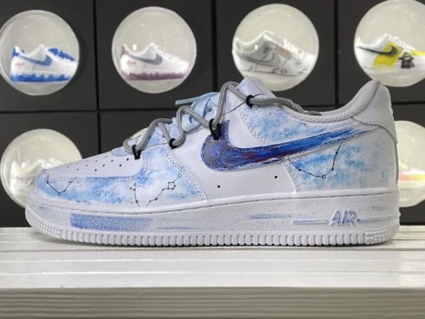 Cosmic Constellation Blue Splatter Galaxy Gradient Hook Custom Air Force 1