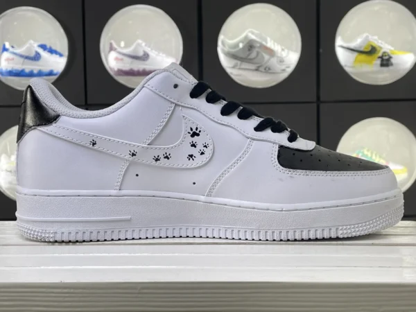 Stealthy Kitten Paws Black White Splice Cat Paw Print Art Custom Air Force 1 - Image 3