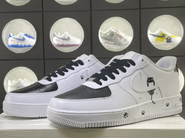 Stealthy Kitten Paws Black White Splice Cat Paw Print Art Custom Air Force 1 - Image 5