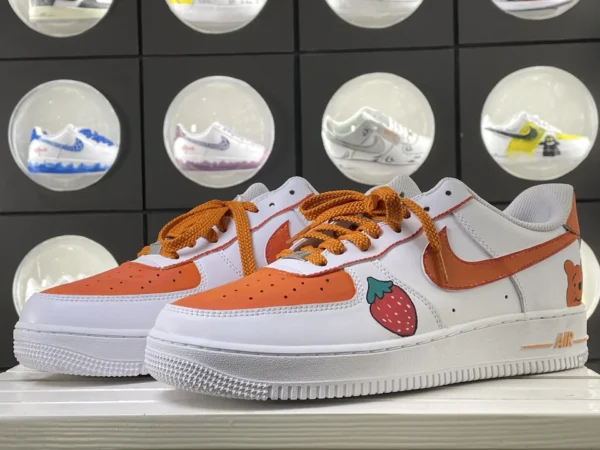 Strawberry Bear Sweet Orange Strawberry Bear Art Custom Air Force 1 - Image 5